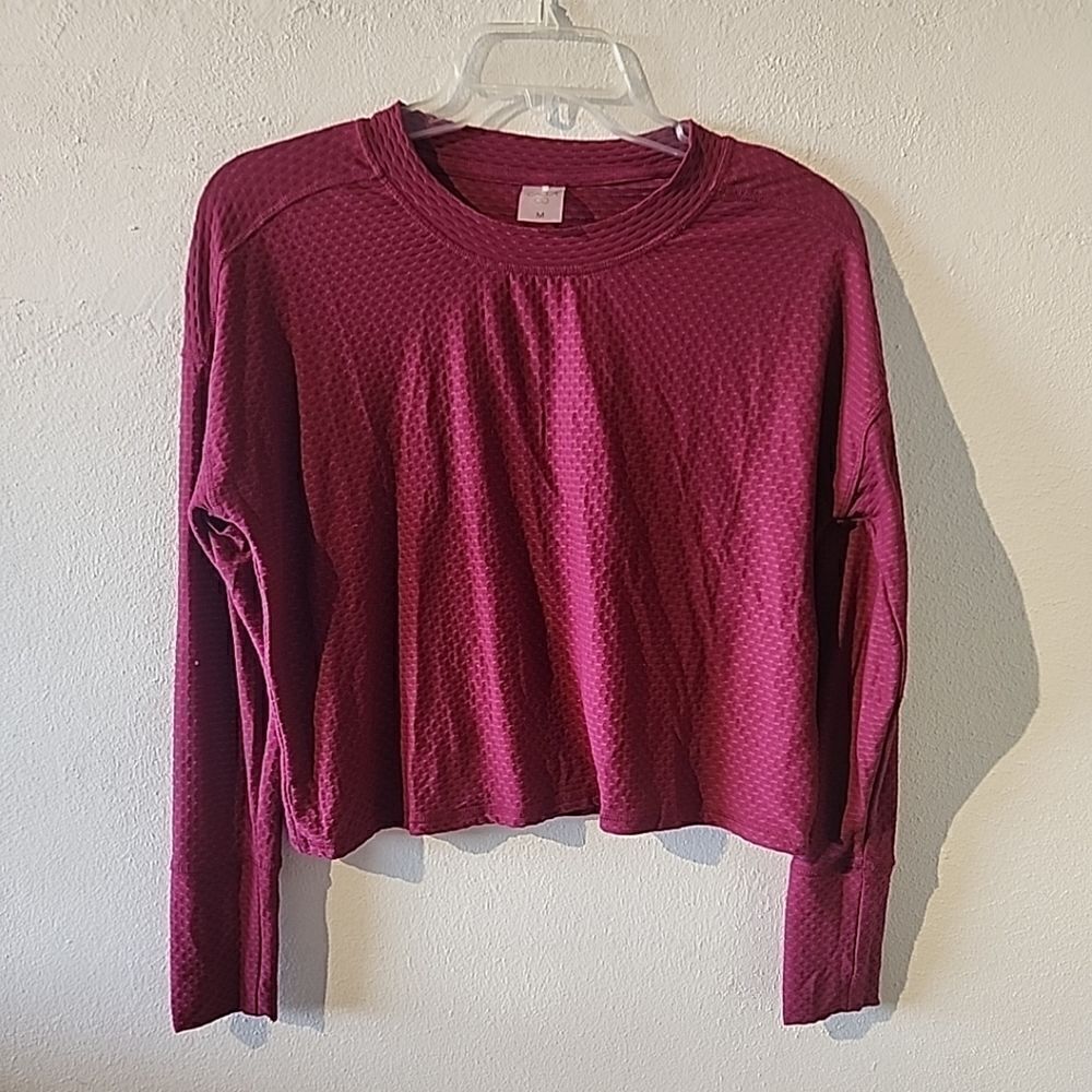 Calia Breathable Pullover Cropped Top Stretch Yoga Burgundy Red